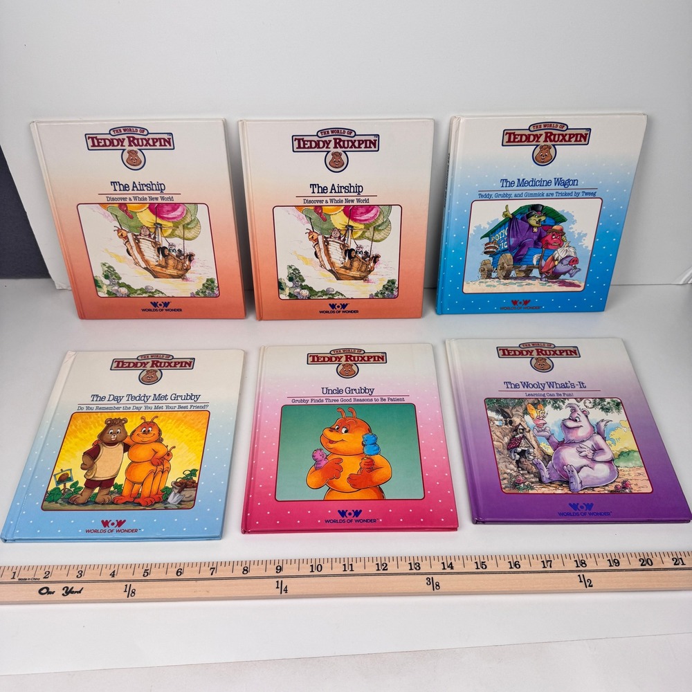 Vtg 6 Hardcover Teddy Ruxpin Books Upcycle Art Repurpose Damaged Written in READ